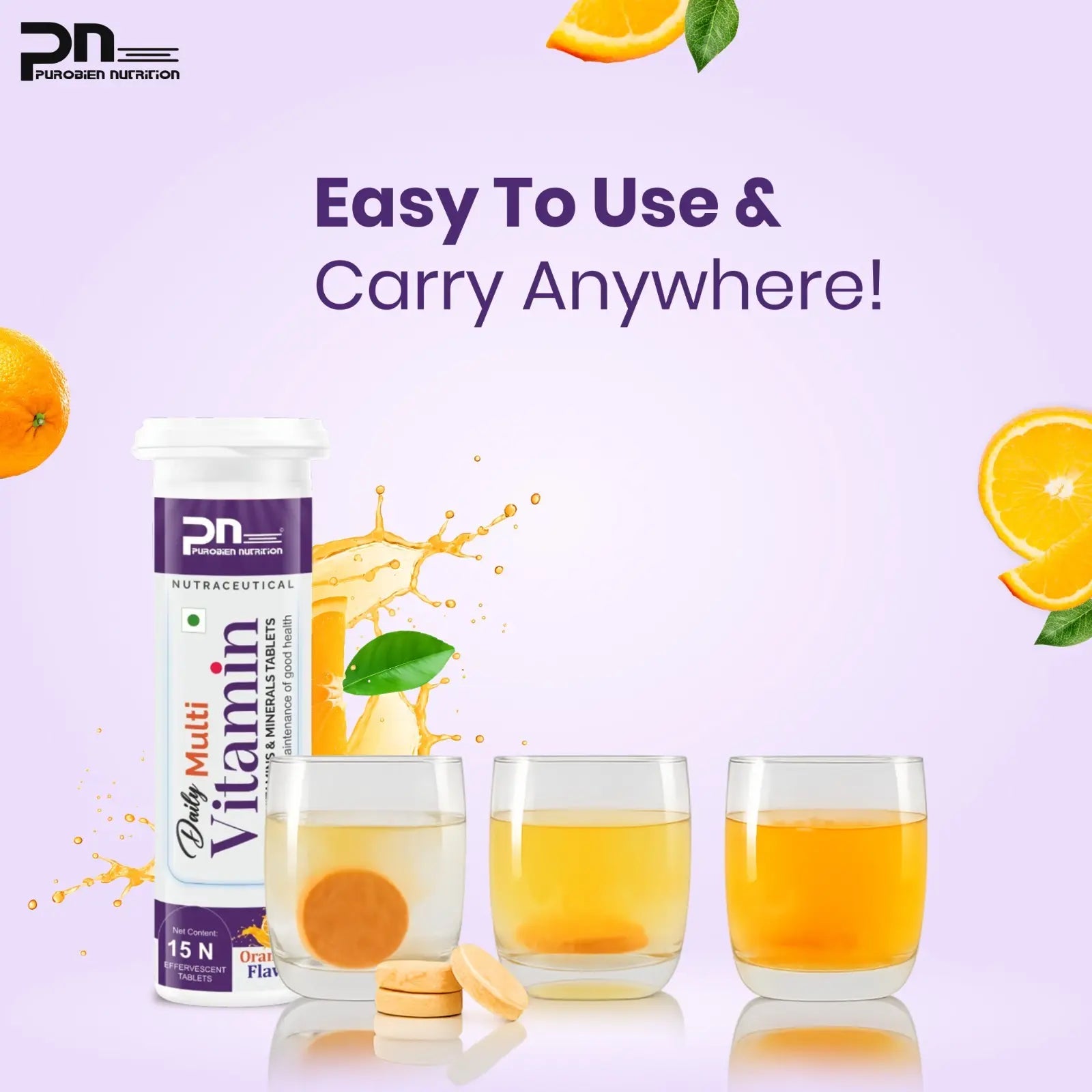 Multivitamin Effervescent Tablets - Purobien Nutrition - Top Sports Nutrition and Supplement Brand in India